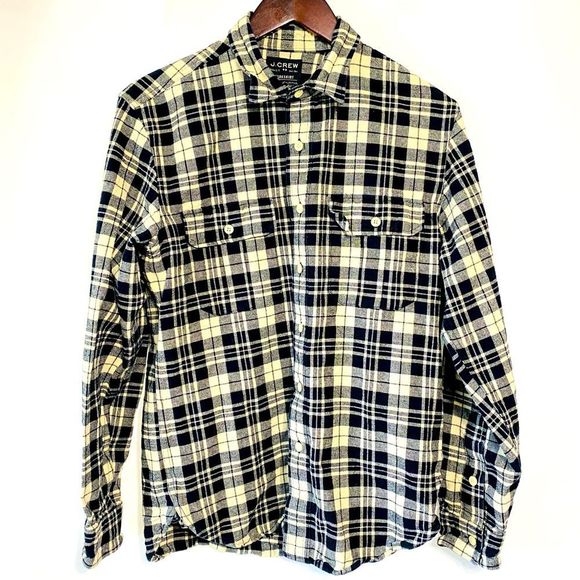 J. Crew Other - J Crew Mens Black And White Plaid Work Button Down Shirt Size M